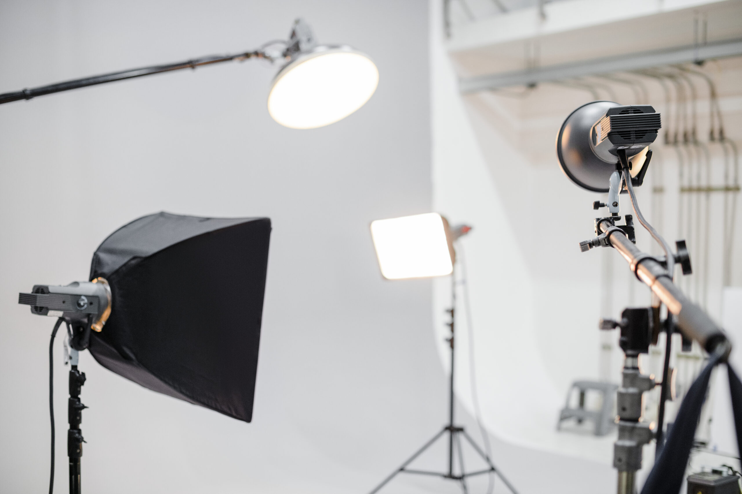 Empty studio with photography lighting